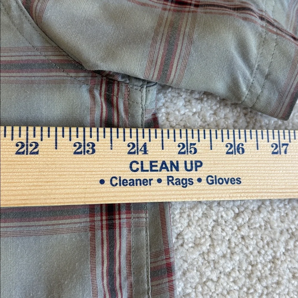 North Face Polyester Blend Green Plaid‎ Shirt Zip Pocket Outdoors Work Mens XL